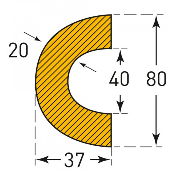 MORION-Prallschutz, Bogen, Rohrschutz 30-50mm 1m Magnet gelb