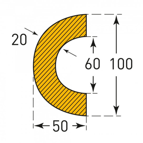 MORION-Prallschutz, Bogen, Rohrschutz 50-70mm 1m Magnet gelb