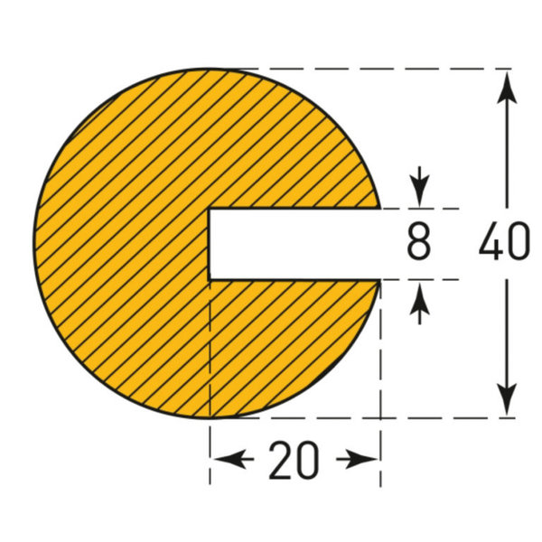 MORION-Prallschutz, Kreis, Profilschutz 40/40 mm,1 Meter