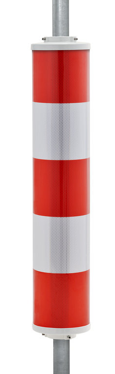 Leitsäule Warnsäule 100cm Ø60mm rot-weiß geblockt RA2/C Folie