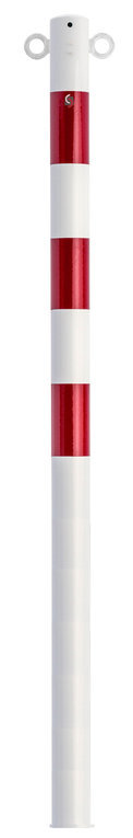Absperrpfosten 1,3m mit 2 Ösen weiß Ø60 mm Ortsfest - rote Folie