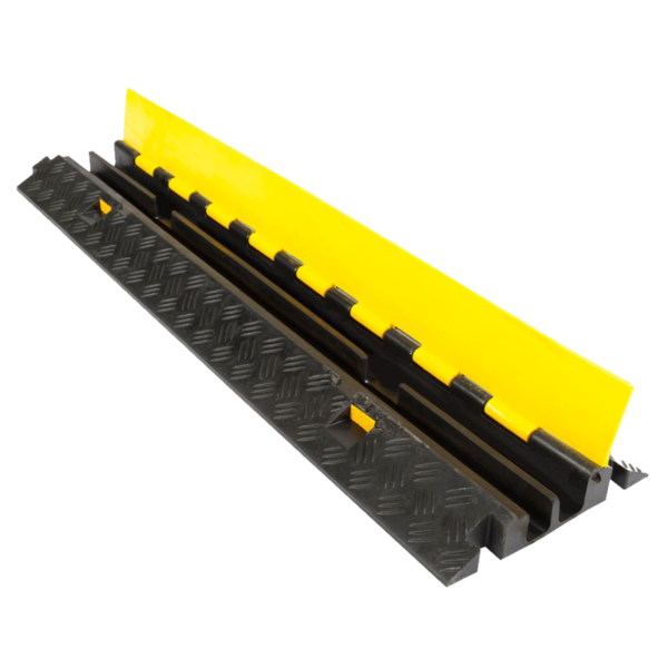 Kabelbrücke mit Abdeckung aus Hartgummi schwarz gelb Tragegriff