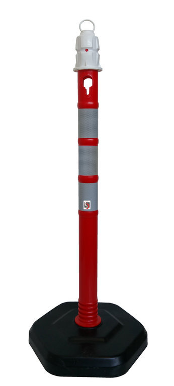 UvV® Quad (4 Stück) Kettenpfosten + 10 m Kette (rot/Weiß)