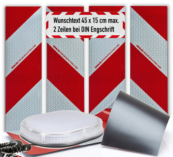 Kfz-Warnfolie DIN30710 Magnet LED Dachbalken Schild 45x15 Orafol