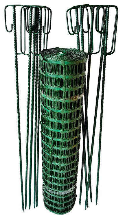Fangzaun, Sperrzaun 50m grün 7,5kg +10 Absperrhalter Laterneneisen