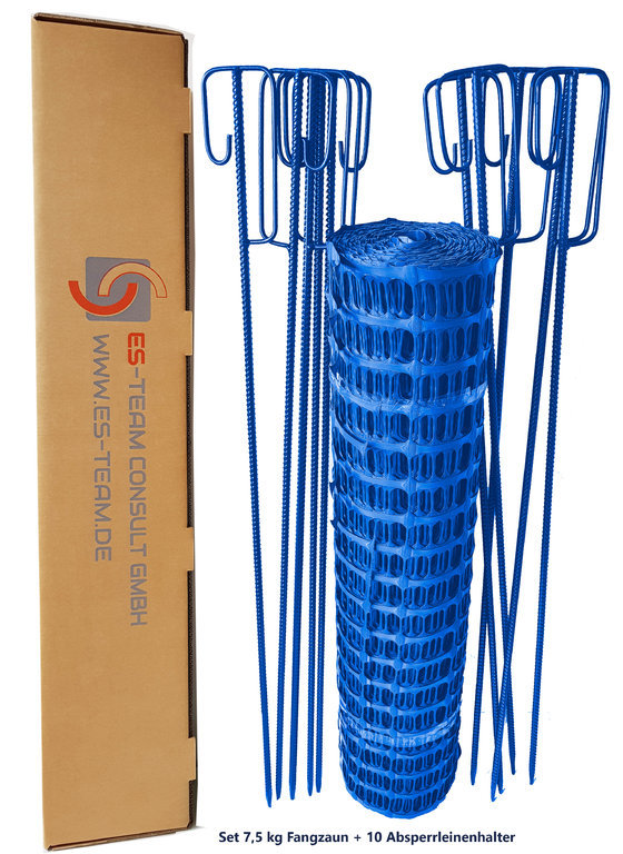 Fangzaun blau 7,5 kg +10 Laterneneisen blau - Absperrnetz Set