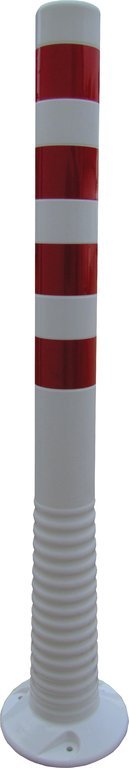 Absperrpfosten, Poller 100 cm, flexibel weiß, rot reflektierend