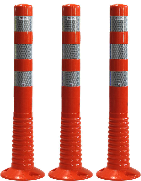 3 Stück Set orange Absperrpfosten 75 cm flexibel RA2/C Reflex