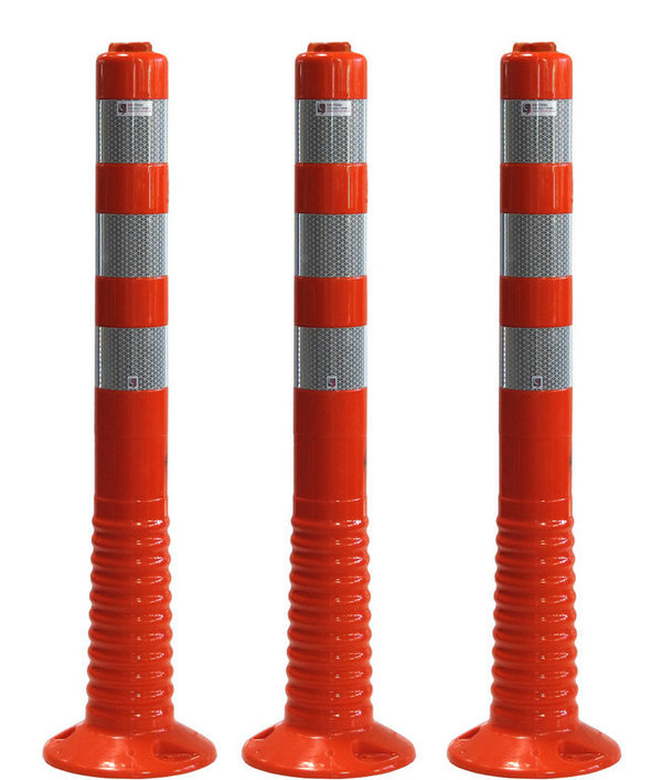 3 Stück Set orange Absperrpfosten 70 cm flexibel RA2/C Reflex