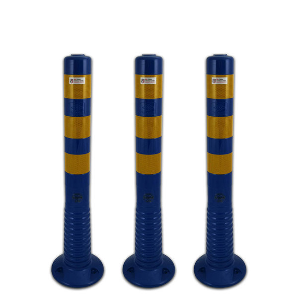 UvV Absperrpfosten Flexipfosten blau gelb 3er Set 75 oder 100cm
