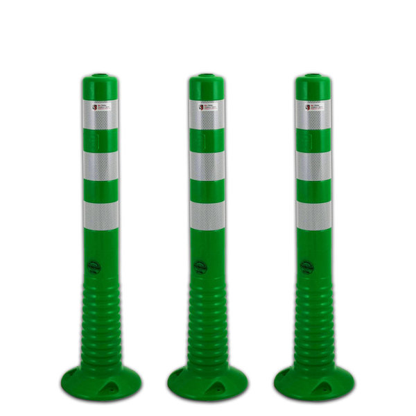 UvV Absperrpfosten Flexipfosten grün weiß 3er Set 75 oder 100cm
