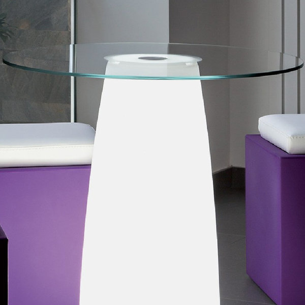Design Tisch Break TOP in weiß mit LED in weiß beleuchtet H70