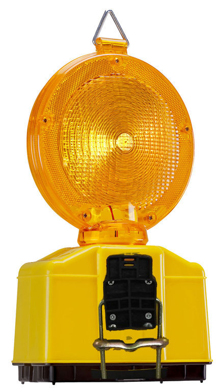Baustellenleuchte Warnleuchte gelb LED + 2 Wemas Batterien 7Ah