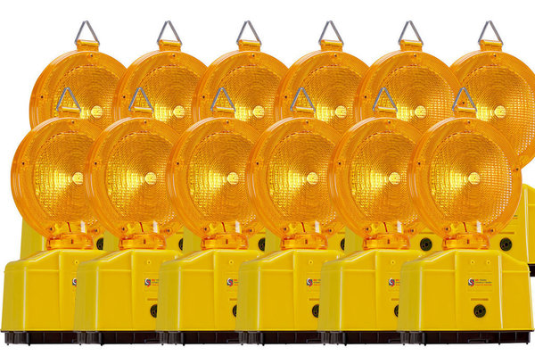LED Baustellenleuchte gelb - Karton mit 12 Lampen - Sparpreis