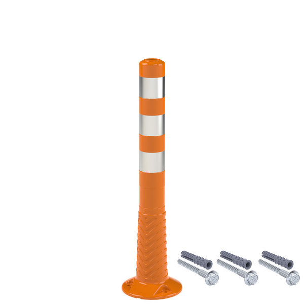 UvV-Flex Absperrpfosten 75cm orange mit 3 Reflexstreifen inkl. Befestigungsmaterial