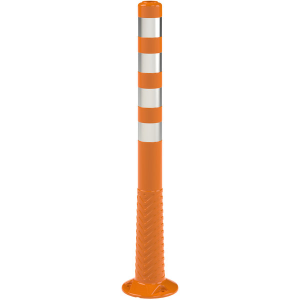 UvV-Flex Absperrpfosten 100cm orange mit 4 Reflexstreifen inkl. Befestigungsmaterial