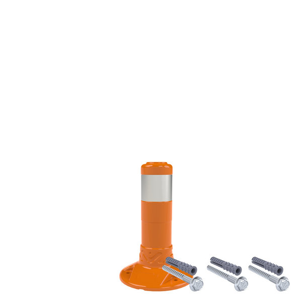 UvV-Flex Absperrpfosten 30cm orange mit einem Reflexstreifen inkl. Befestigungsmaterial