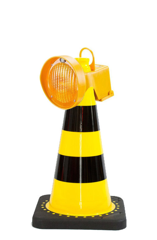 Leitkegel Blinkleuchte Cony + 50 cm Kegel gelb teilreflex 3er Set #UVCONYG3