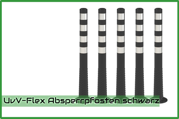 UvV-Flex Absperrpfosten schwarz mit reflektierenden Streifen